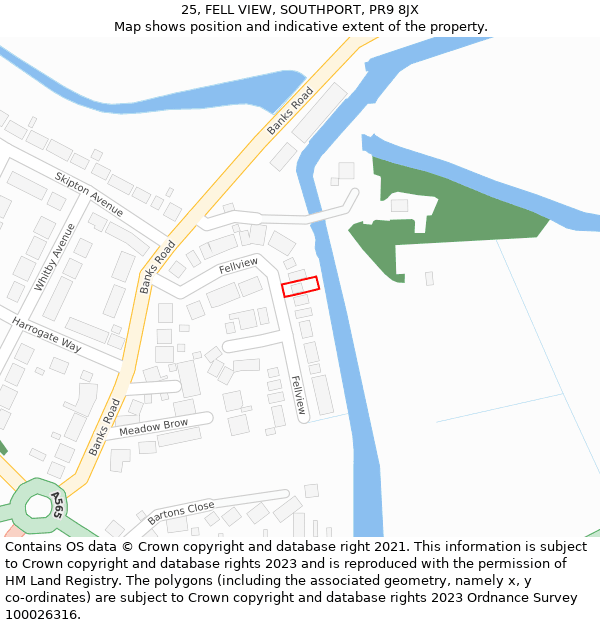 25, FELL VIEW, SOUTHPORT, PR9 8JX: Location map and indicative extent of plot