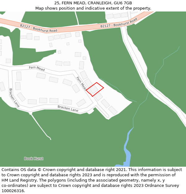 25, FERN MEAD, CRANLEIGH, GU6 7GB: Location map and indicative extent of plot