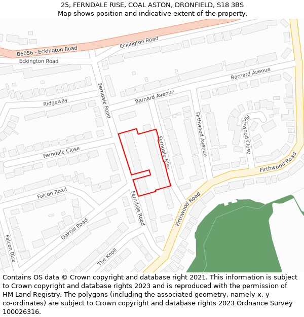 25, FERNDALE RISE, COAL ASTON, DRONFIELD, S18 3BS: Location map and indicative extent of plot