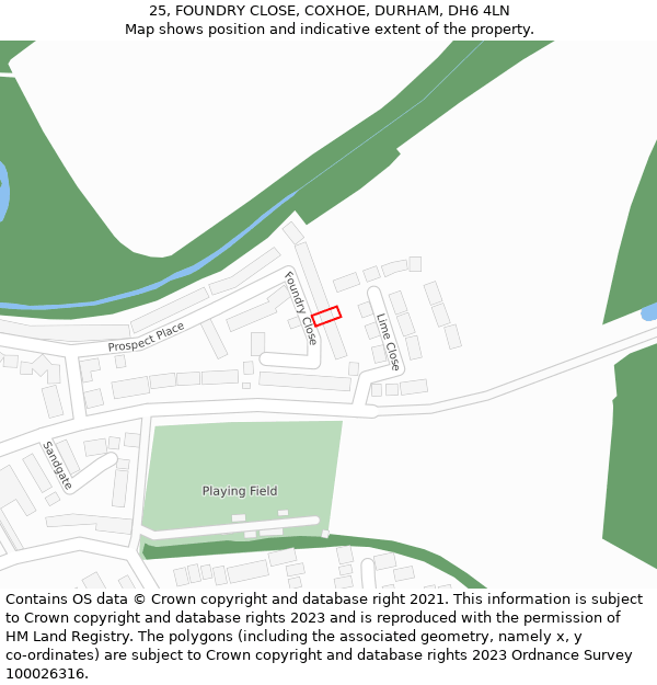 25, FOUNDRY CLOSE, COXHOE, DURHAM, DH6 4LN: Location map and indicative extent of plot
