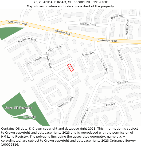 25, GLAISDALE ROAD, GUISBOROUGH, TS14 8DF: Location map and indicative extent of plot