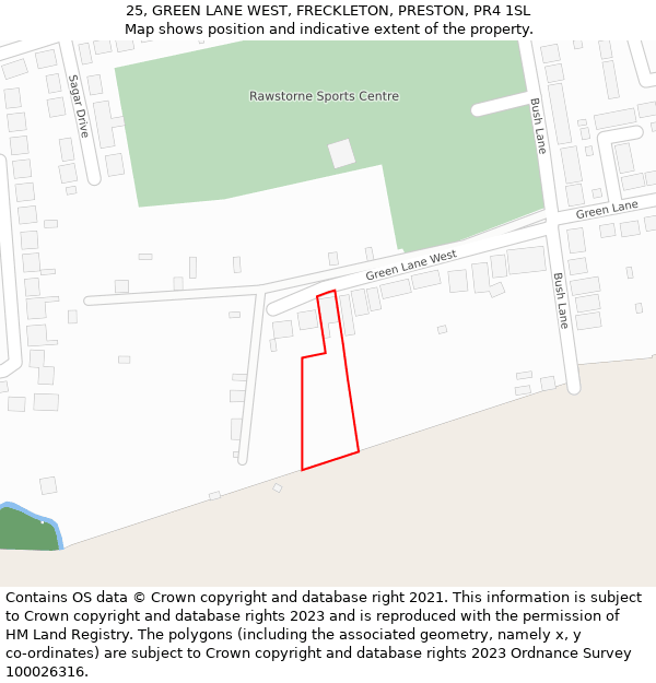 25, GREEN LANE WEST, FRECKLETON, PRESTON, PR4 1SL: Location map and indicative extent of plot