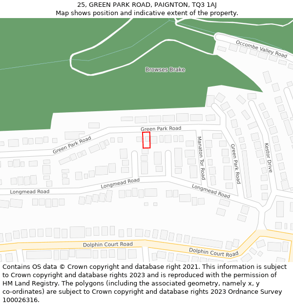 25, GREEN PARK ROAD, PAIGNTON, TQ3 1AJ: Location map and indicative extent of plot