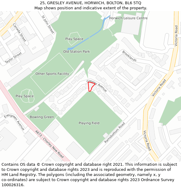 25, GRESLEY AVENUE, HORWICH, BOLTON, BL6 5TQ: Location map and indicative extent of plot