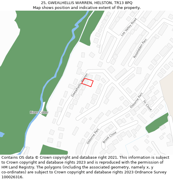25, GWEALHELLIS WARREN, HELSTON, TR13 8PQ: Location map and indicative extent of plot