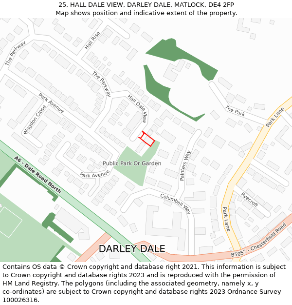 25, HALL DALE VIEW, DARLEY DALE, MATLOCK, DE4 2FP: Location map and indicative extent of plot