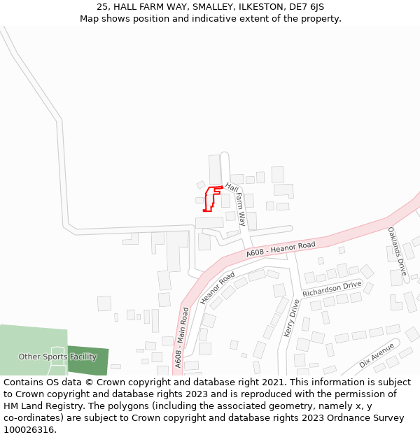 25, HALL FARM WAY, SMALLEY, ILKESTON, DE7 6JS: Location map and indicative extent of plot