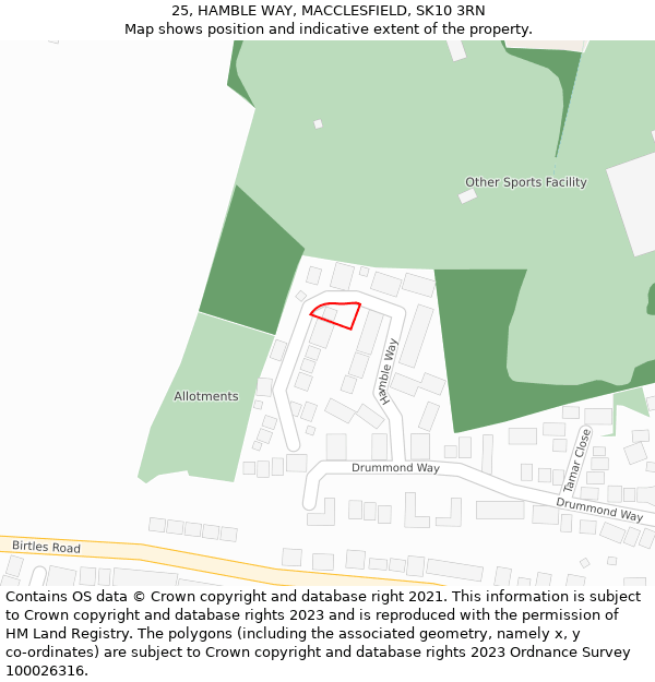 25, HAMBLE WAY, MACCLESFIELD, SK10 3RN: Location map and indicative extent of plot