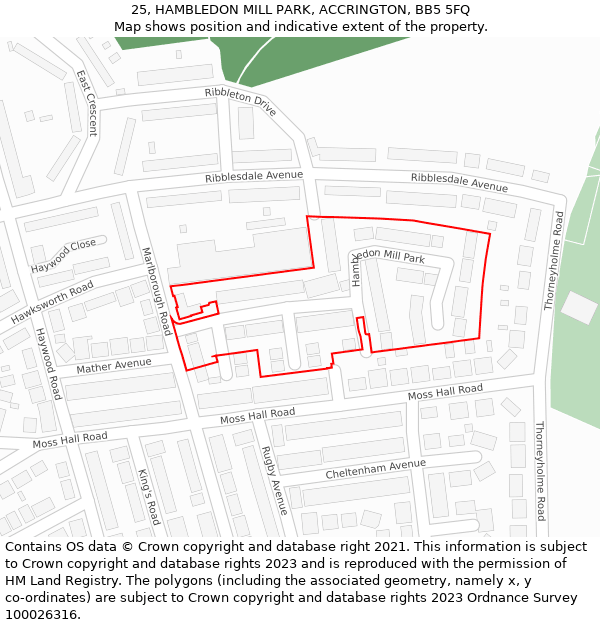25, HAMBLEDON MILL PARK, ACCRINGTON, BB5 5FQ: Location map and indicative extent of plot