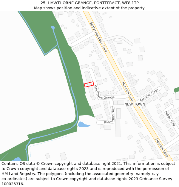 25, HAWTHORNE GRANGE, PONTEFRACT, WF8 1TP: Location map and indicative extent of plot