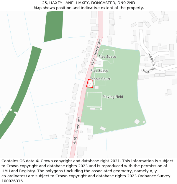 25, HAXEY LANE, HAXEY, DONCASTER, DN9 2ND: Location map and indicative extent of plot