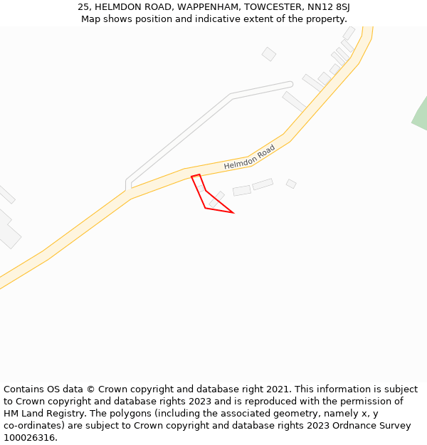 25, HELMDON ROAD, WAPPENHAM, TOWCESTER, NN12 8SJ: Location map and indicative extent of plot