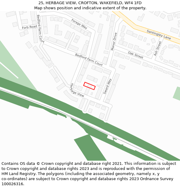 25, HERBAGE VIEW, CROFTON, WAKEFIELD, WF4 1FD: Location map and indicative extent of plot