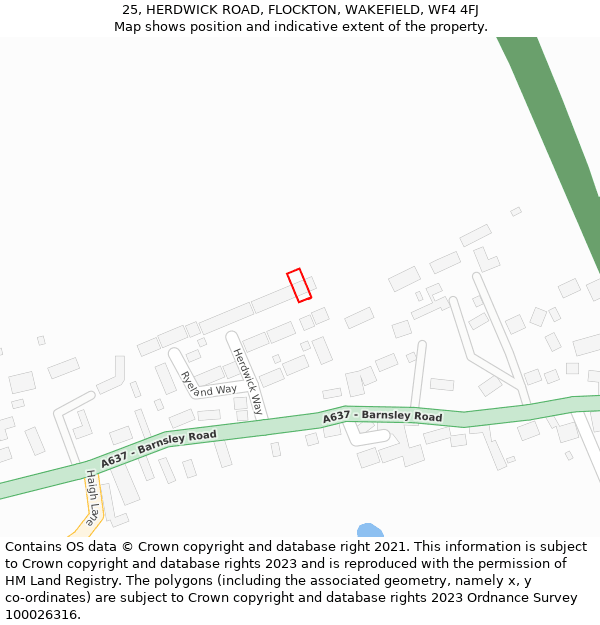 25, HERDWICK ROAD, FLOCKTON, WAKEFIELD, WF4 4FJ: Location map and indicative extent of plot