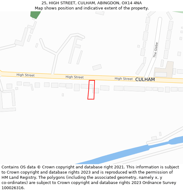 25, HIGH STREET, CULHAM, ABINGDON, OX14 4NA: Location map and indicative extent of plot