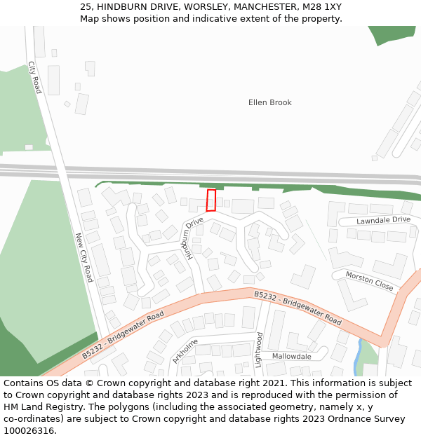 25, HINDBURN DRIVE, WORSLEY, MANCHESTER, M28 1XY: Location map and indicative extent of plot