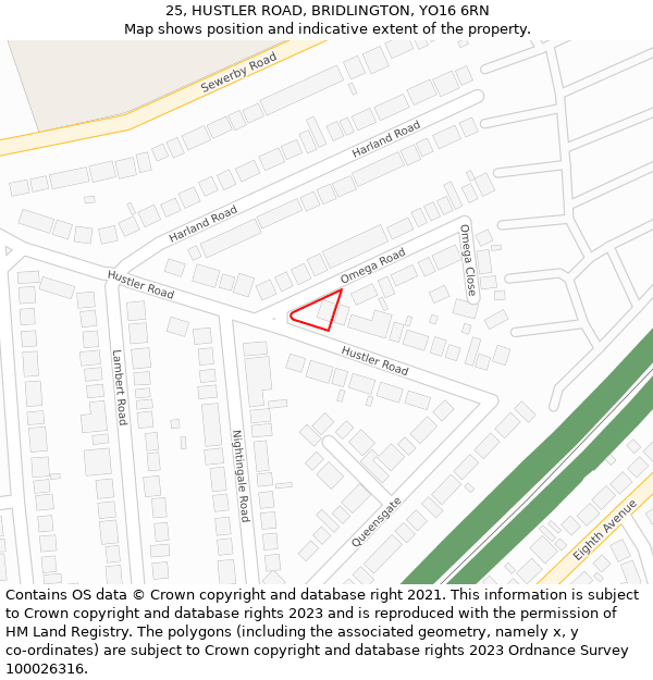 25, HUSTLER ROAD, BRIDLINGTON, YO16 6RN: Location map and indicative extent of plot