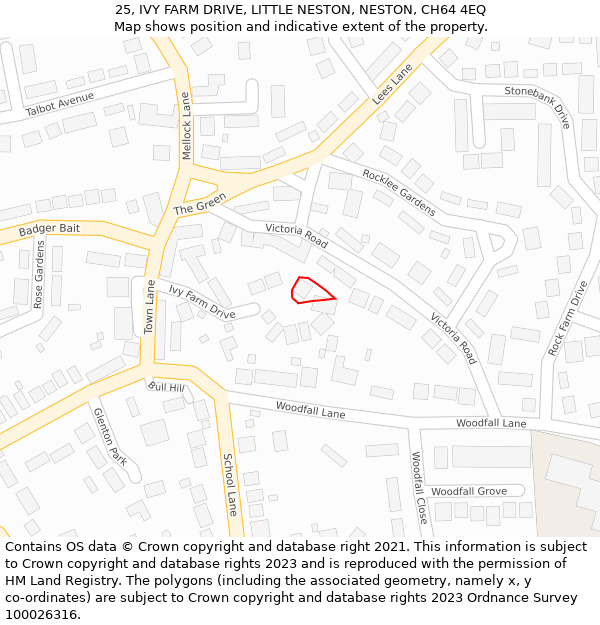 25, IVY FARM DRIVE, LITTLE NESTON, NESTON, CH64 4EQ: Location map and indicative extent of plot