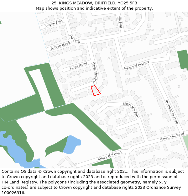 25, KINGS MEADOW, DRIFFIELD, YO25 5FB: Location map and indicative extent of plot