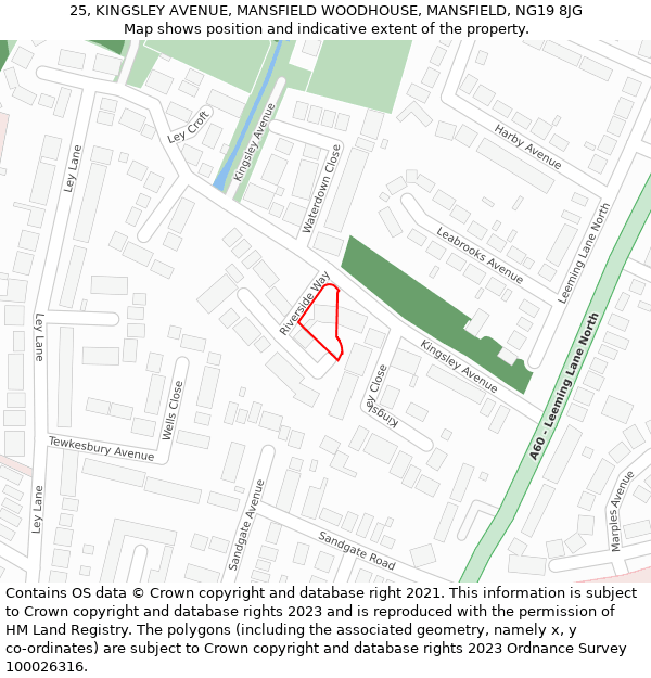 25, KINGSLEY AVENUE, MANSFIELD WOODHOUSE, MANSFIELD, NG19 8JG: Location map and indicative extent of plot
