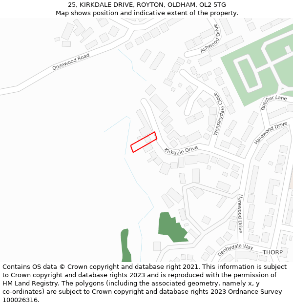 25, KIRKDALE DRIVE, ROYTON, OLDHAM, OL2 5TG: Location map and indicative extent of plot