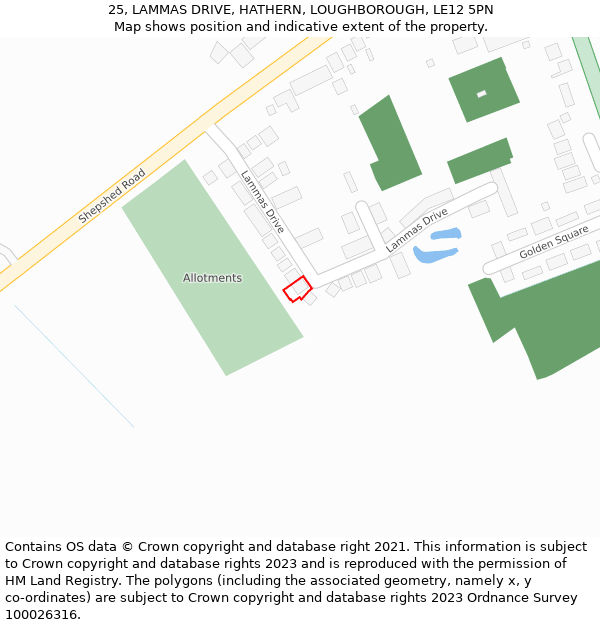 25, LAMMAS DRIVE, HATHERN, LOUGHBOROUGH, LE12 5PN: Location map and indicative extent of plot