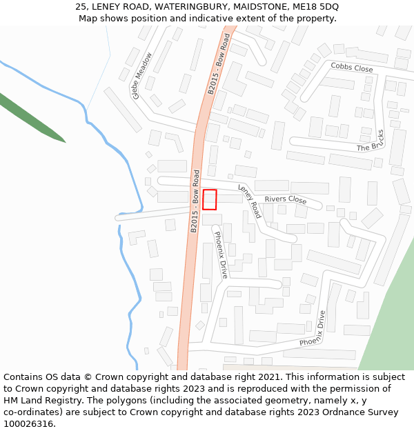 25, LENEY ROAD, WATERINGBURY, MAIDSTONE, ME18 5DQ: Location map and indicative extent of plot