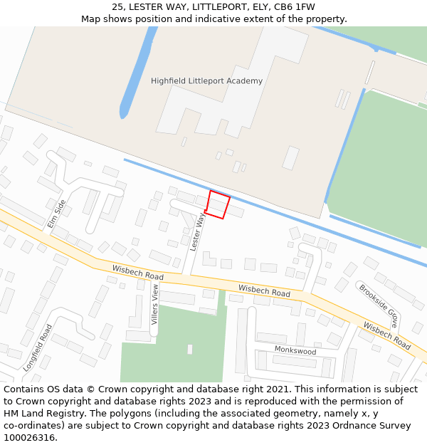 25, LESTER WAY, LITTLEPORT, ELY, CB6 1FW: Location map and indicative extent of plot