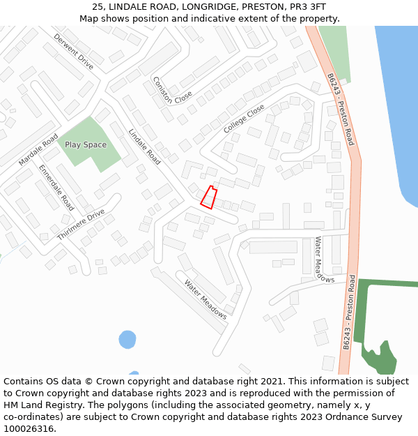 25, LINDALE ROAD, LONGRIDGE, PRESTON, PR3 3FT: Location map and indicative extent of plot