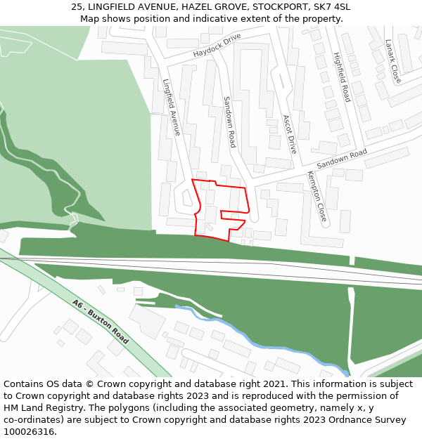 25, LINGFIELD AVENUE, HAZEL GROVE, STOCKPORT, SK7 4SL: Location map and indicative extent of plot