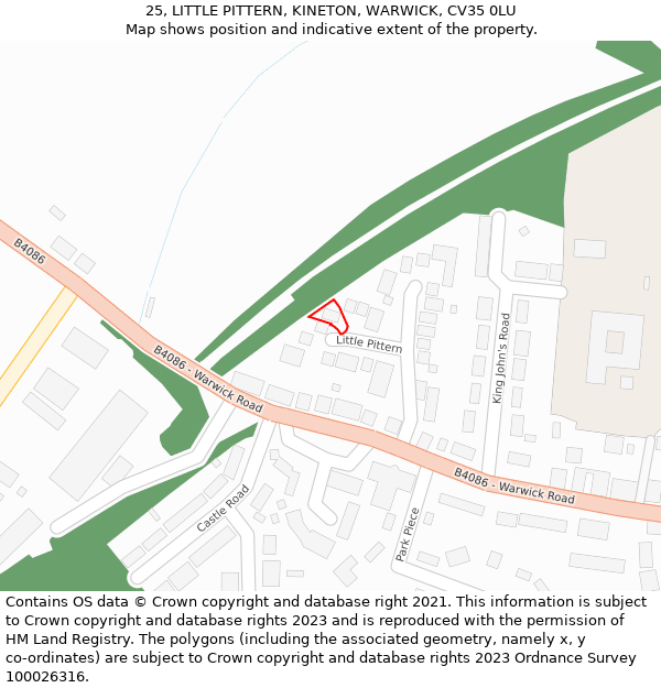 25, LITTLE PITTERN, KINETON, WARWICK, CV35 0LU: Location map and indicative extent of plot