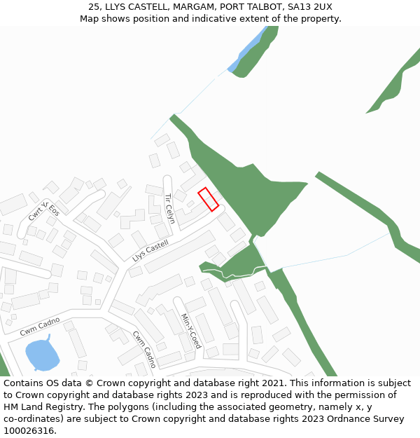 25, LLYS CASTELL, MARGAM, PORT TALBOT, SA13 2UX: Location map and indicative extent of plot