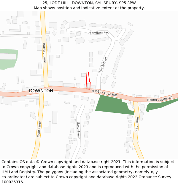 25, LODE HILL, DOWNTON, SALISBURY, SP5 3PW: Location map and indicative extent of plot