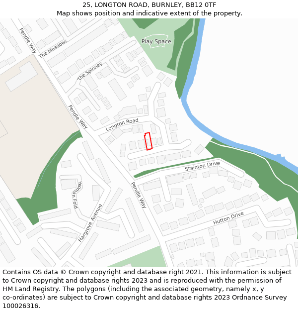 25, LONGTON ROAD, BURNLEY, BB12 0TF: Location map and indicative extent of plot