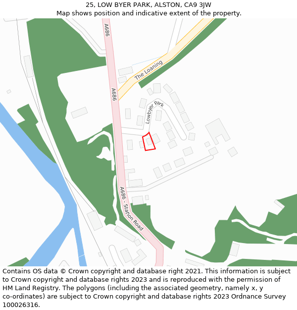 25, LOW BYER PARK, ALSTON, CA9 3JW: Location map and indicative extent of plot