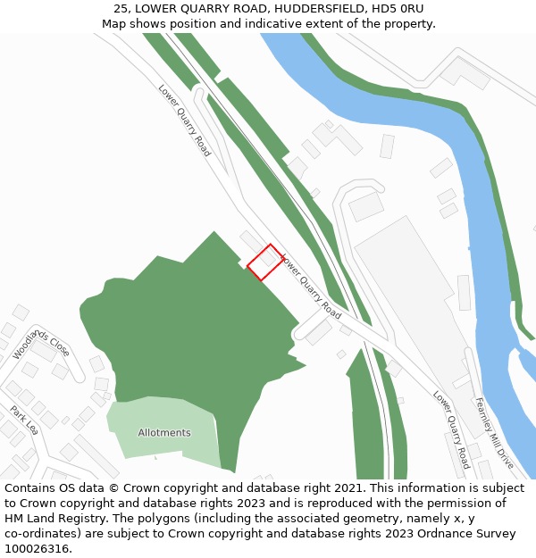 25, LOWER QUARRY ROAD, HUDDERSFIELD, HD5 0RU: Location map and indicative extent of plot