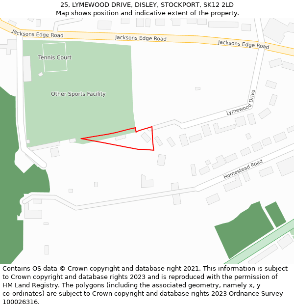 25, LYMEWOOD DRIVE, DISLEY, STOCKPORT, SK12 2LD: Location map and indicative extent of plot