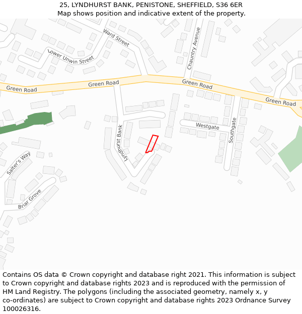 25, LYNDHURST BANK, PENISTONE, SHEFFIELD, S36 6ER: Location map and indicative extent of plot