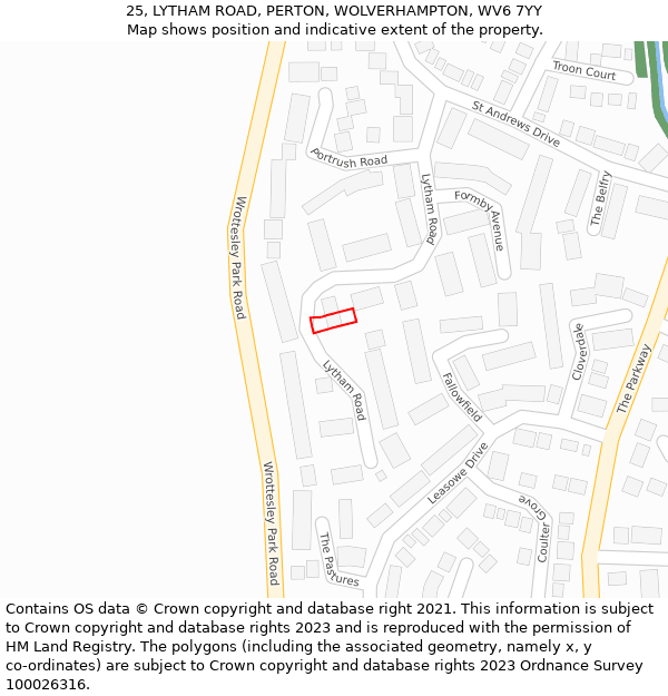 25, LYTHAM ROAD, PERTON, WOLVERHAMPTON, WV6 7YY: Location map and indicative extent of plot