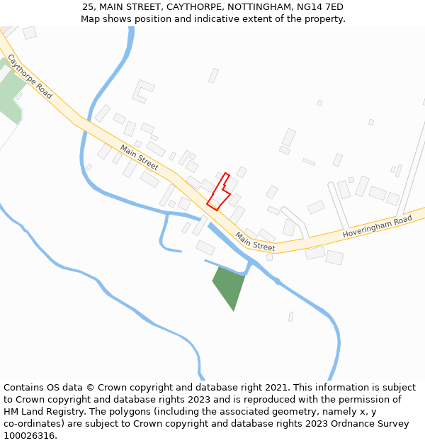 25, MAIN STREET, CAYTHORPE, NOTTINGHAM, NG14 7ED: Location map and indicative extent of plot