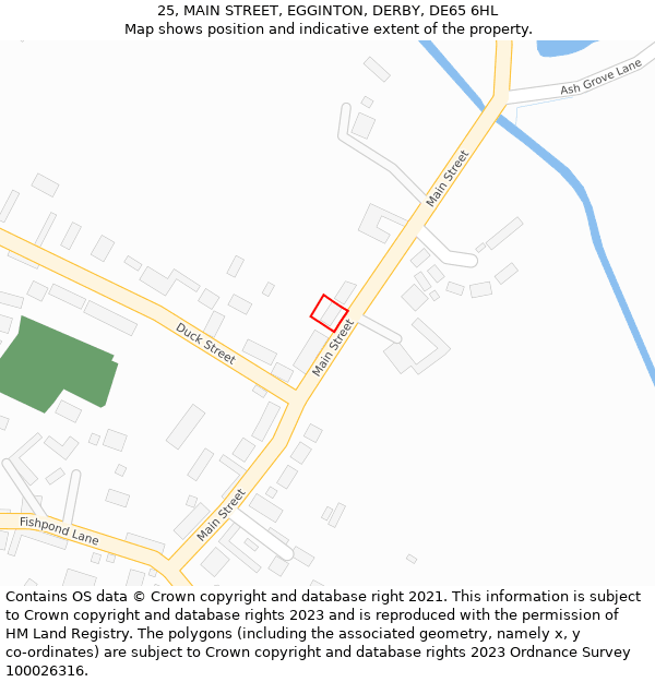 25, MAIN STREET, EGGINTON, DERBY, DE65 6HL: Location map and indicative extent of plot