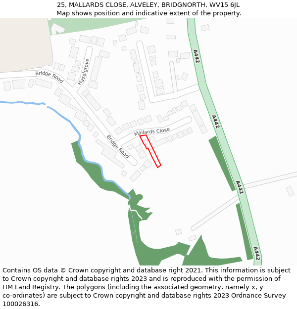 25, MALLARDS CLOSE, ALVELEY, BRIDGNORTH, WV15 6JL: Location map and indicative extent of plot