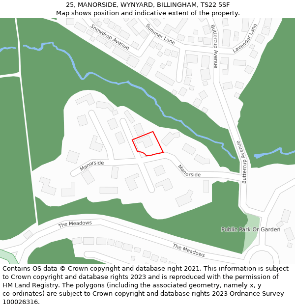 25, MANORSIDE, WYNYARD, BILLINGHAM, TS22 5SF: Location map and indicative extent of plot