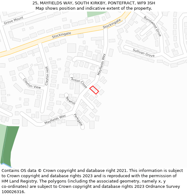 25, MAYFIELDS WAY, SOUTH KIRKBY, PONTEFRACT, WF9 3SH: Location map and indicative extent of plot