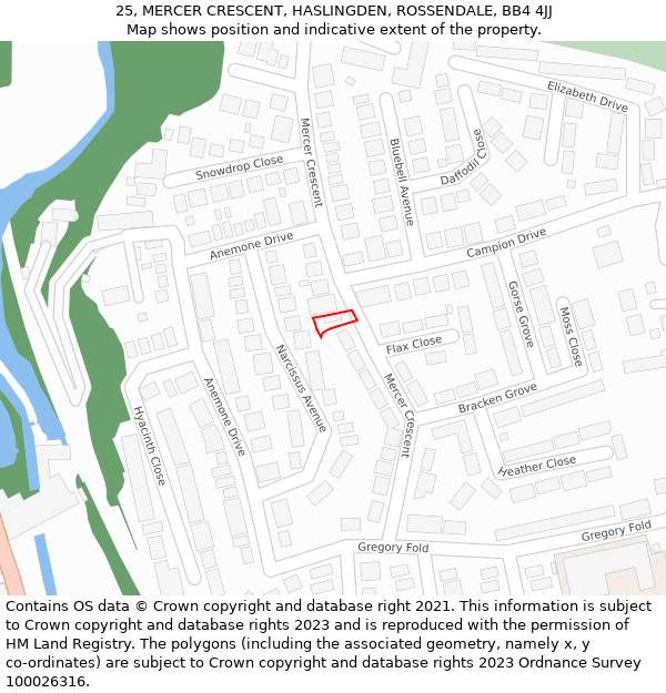 25, MERCER CRESCENT, HASLINGDEN, ROSSENDALE, BB4 4JJ: Location map and indicative extent of plot