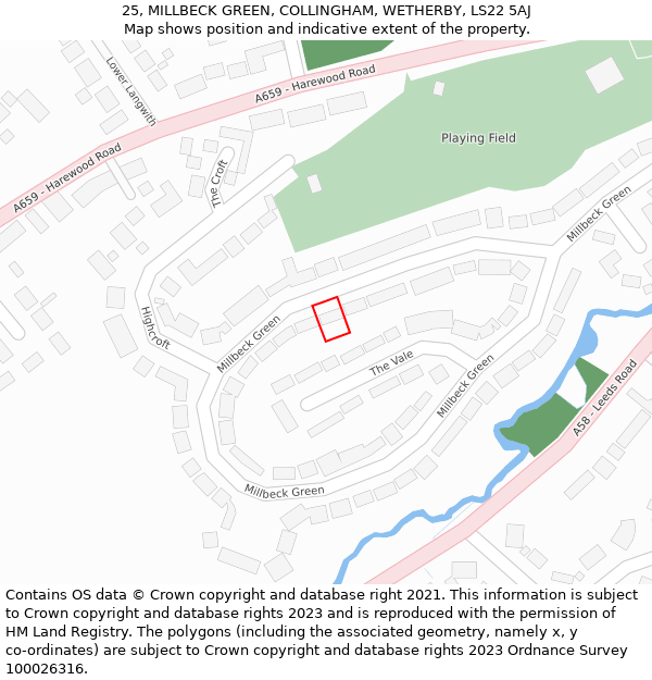 25, MILLBECK GREEN, COLLINGHAM, WETHERBY, LS22 5AJ: Location map and indicative extent of plot