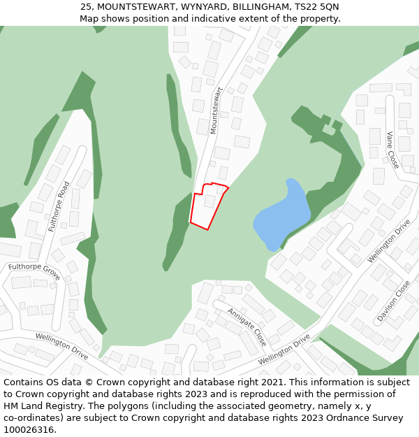 25, MOUNTSTEWART, WYNYARD, BILLINGHAM, TS22 5QN: Location map and indicative extent of plot