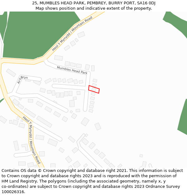 25, MUMBLES HEAD PARK, PEMBREY, BURRY PORT, SA16 0DJ: Location map and indicative extent of plot