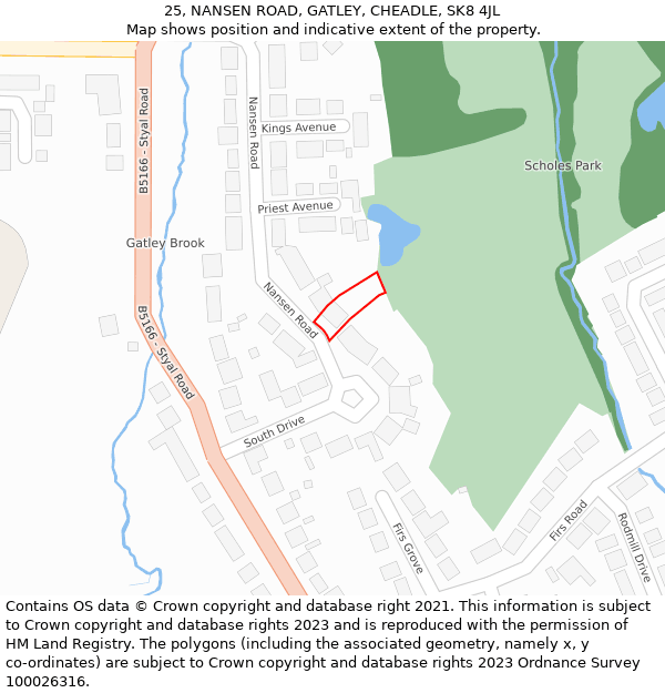 25, NANSEN ROAD, GATLEY, CHEADLE, SK8 4JL: Location map and indicative extent of plot