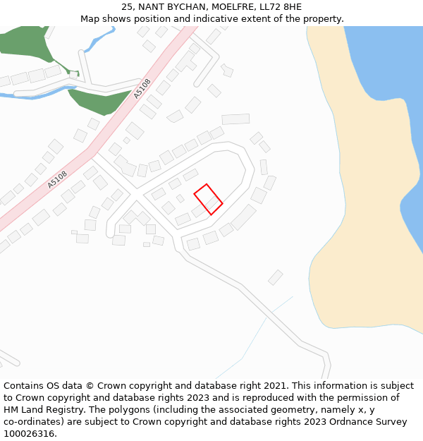 25, NANT BYCHAN, MOELFRE, LL72 8HE: Location map and indicative extent of plot